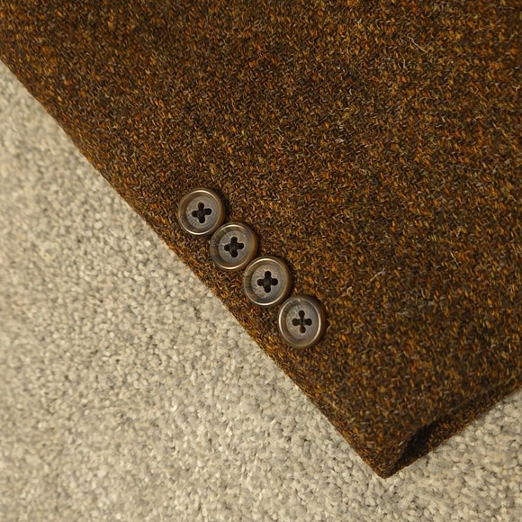 Vintage Harris Tweed Rust Colored Wool Mens Blazer Size 40R Made In USA - Picture 4 of 11